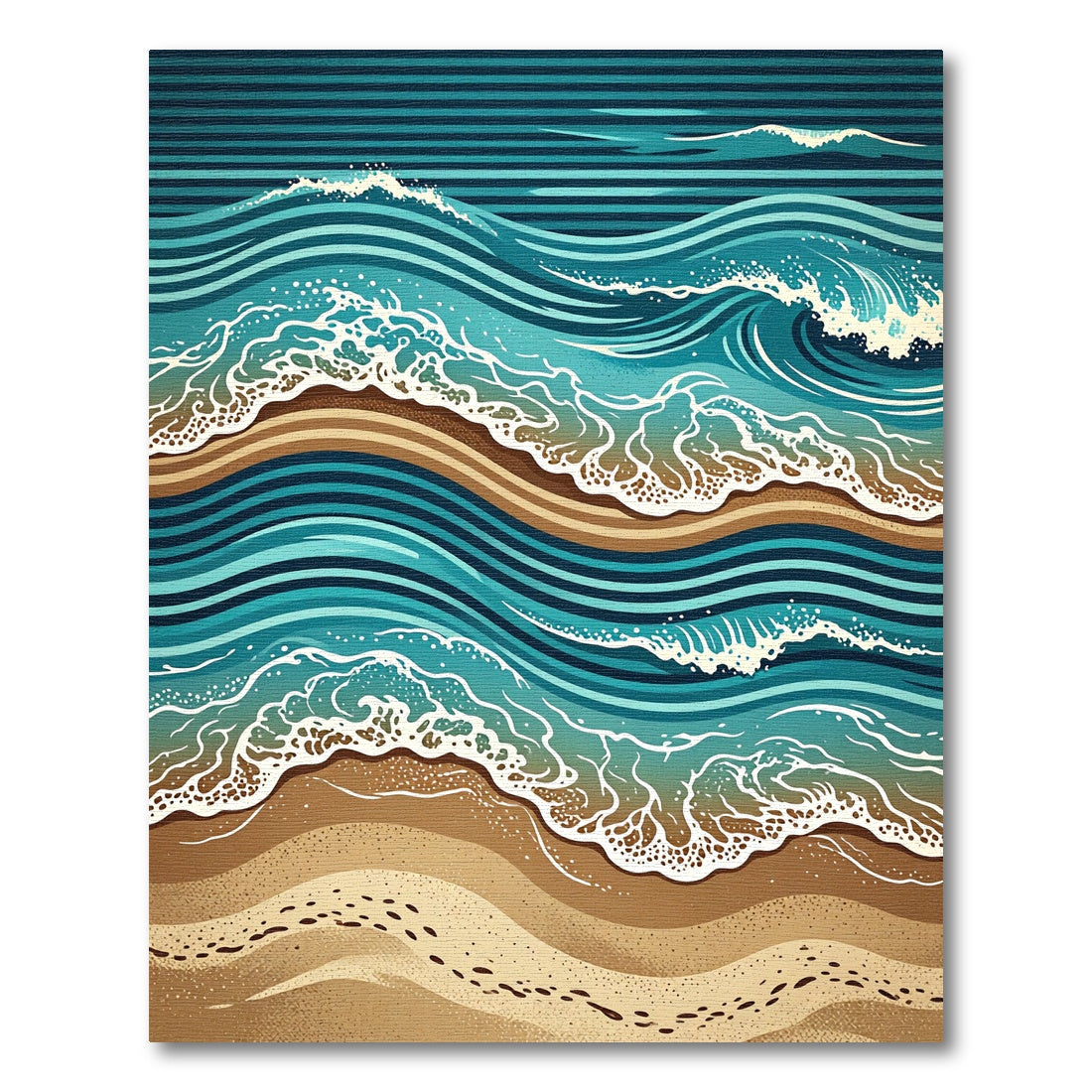 Abstract Blue Coastal Wave Ocean Artwork Rug