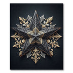 Ornate Golden Silver Star Mandala Rug