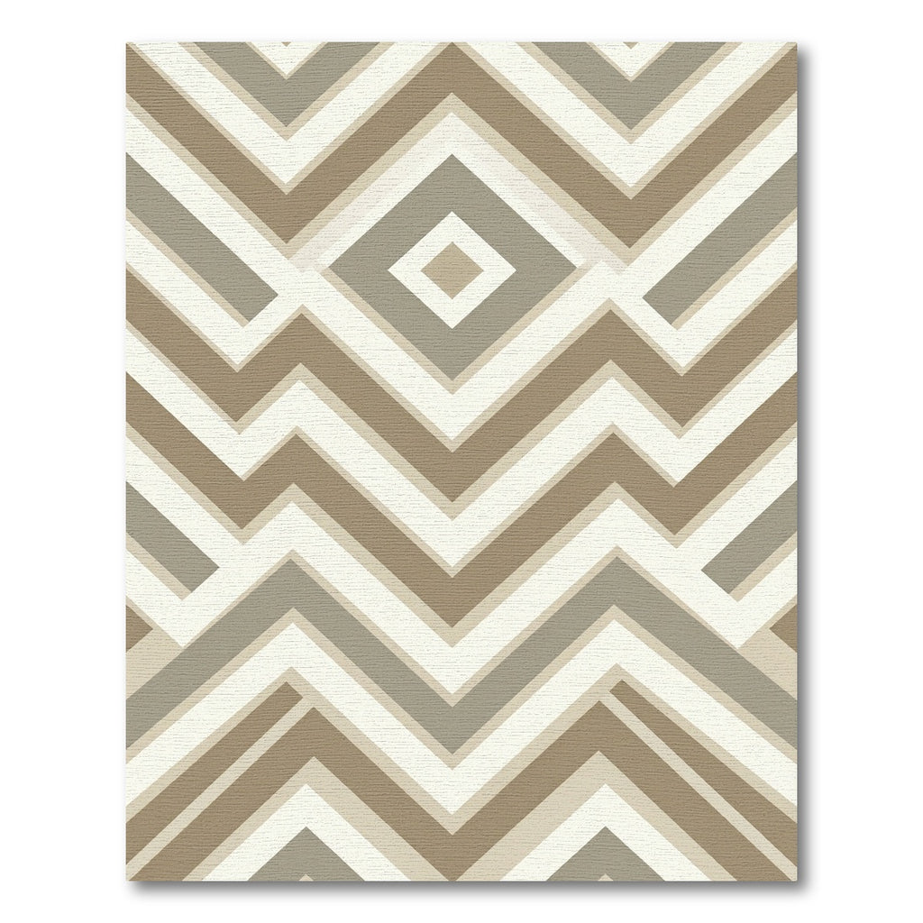 Taupe and Cream Geometric Chevron Rug