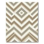 Taupe and Cream Geometric Chevron Rug