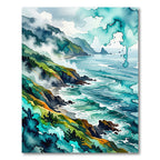 Abstract Coastal Cliff Ocean Wave Rug