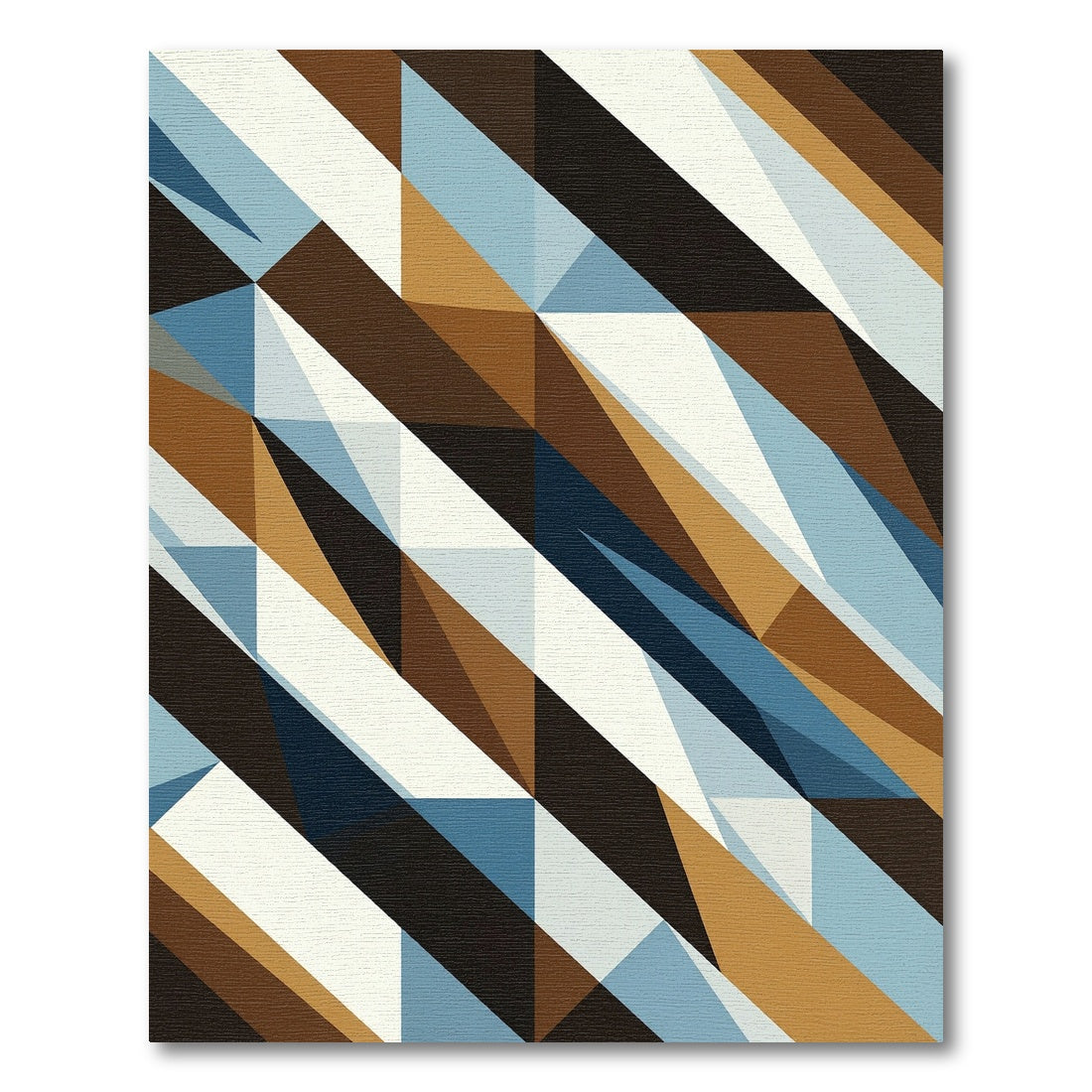 Modern Geometric Abstract Blue Brown Rug