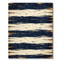 Midnight Blue and Cream Brushstroke Stripe Rug