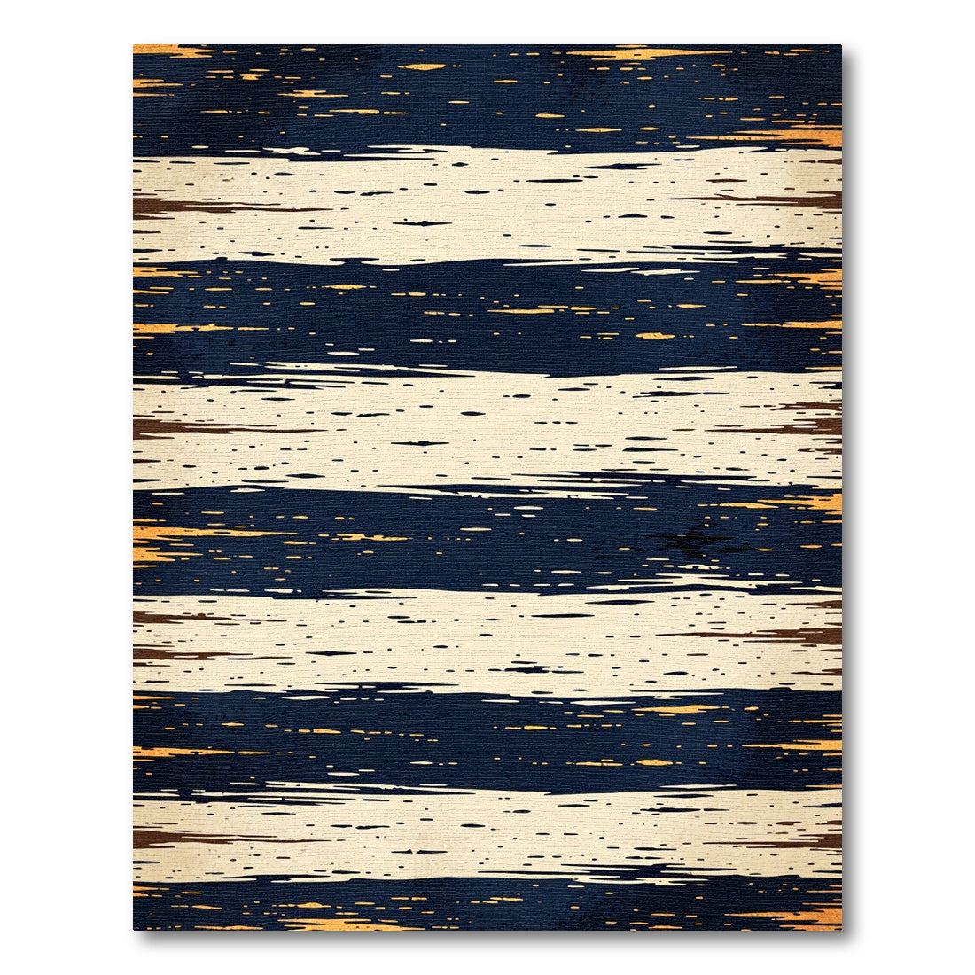 Midnight Blue and Cream Brushstroke Stripe Rug