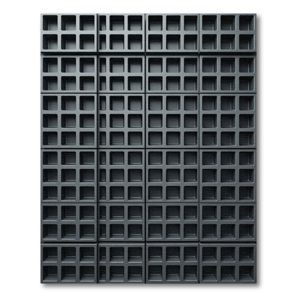 Modern Charcoal Three-Dimensional Grid Rug