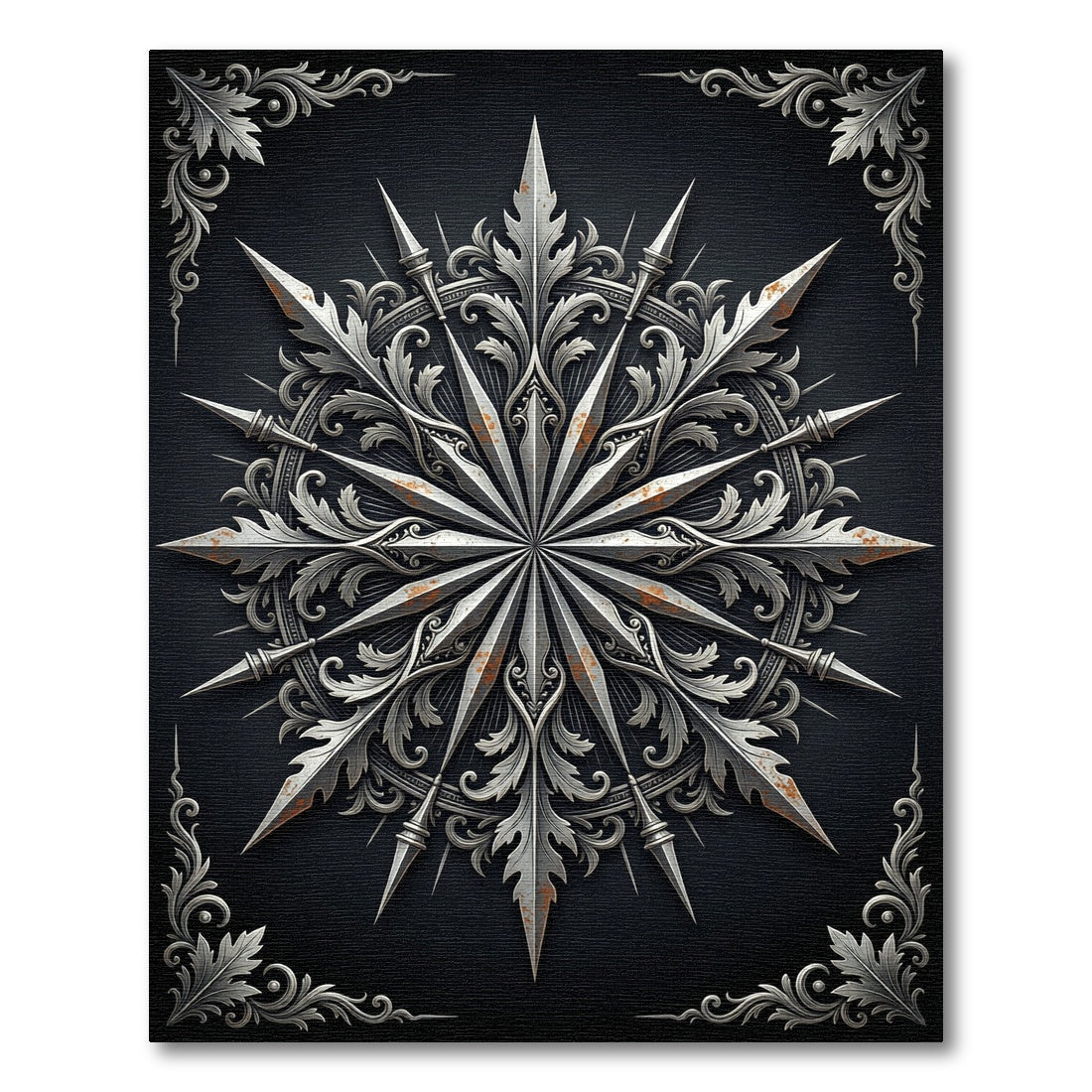 Silver Iron Gothic Star Medallion Rug
