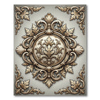 Elegant Ivory Beige Baroque Scrollwork Rug