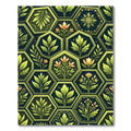 Emerald Green Hexagonal Botanical Floral Rug