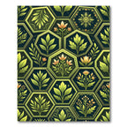 Emerald Green Hexagonal Botanical Floral Rug