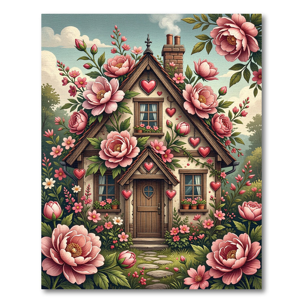 Charming Pink Floral Cottage Hearts Rug