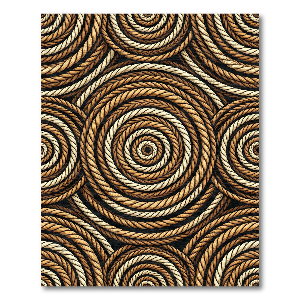 Braided Rope Swirls Gold Tan Rug