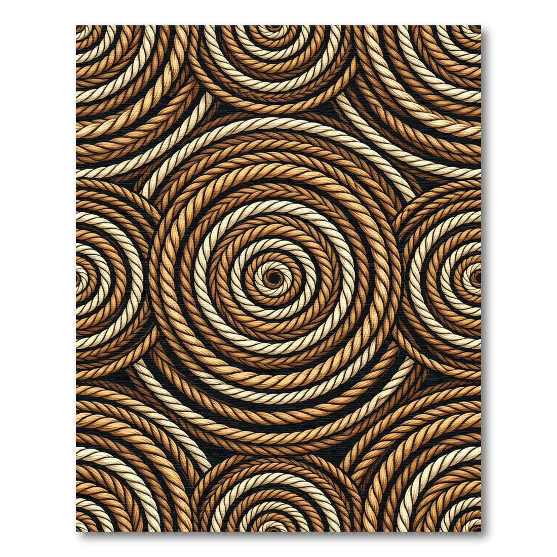 Braided Rope Swirls Gold Tan Rug