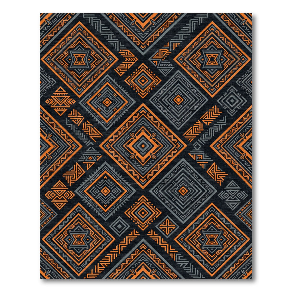 Orange Gray Geometric Diamond Pattern Rug