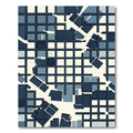 Modern Navy Blue Geometric Grid Sculpture Rug
