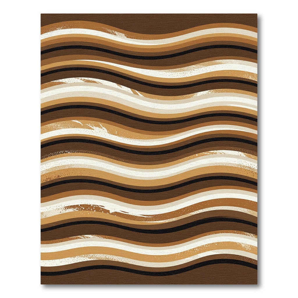 Earthy Brown Wavy Stripe Rug
