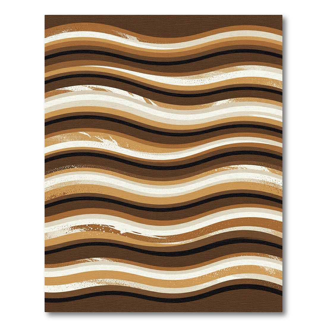 Earthy Brown Wavy Stripe Rug