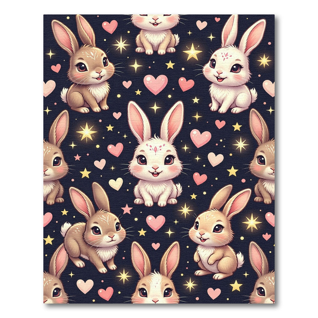 Cute Bunny Rabbit Starry Heart Sky Rug