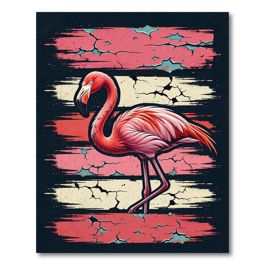 Vibrant Pink Flamingo Abstract Stripes Rug