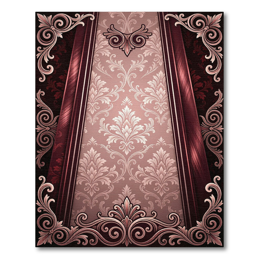 Elegant Rose Gold Victorian Damask Rug