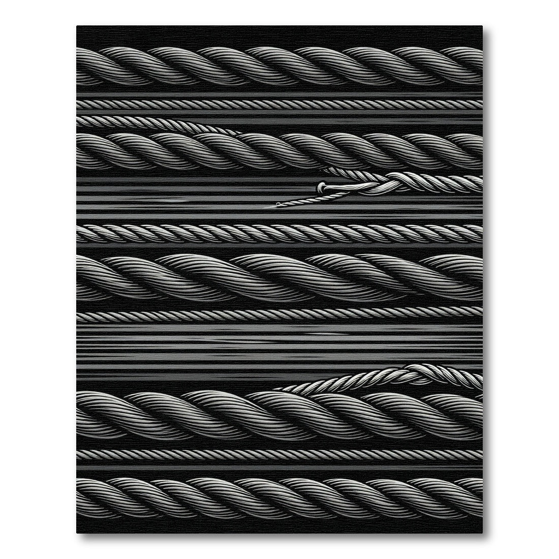 Monochrome Twisted Rope Lines Rug