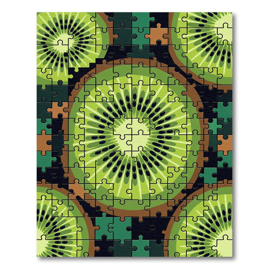 Vibrant Green Sliced Kiwi Fruit Mosaic Rug
