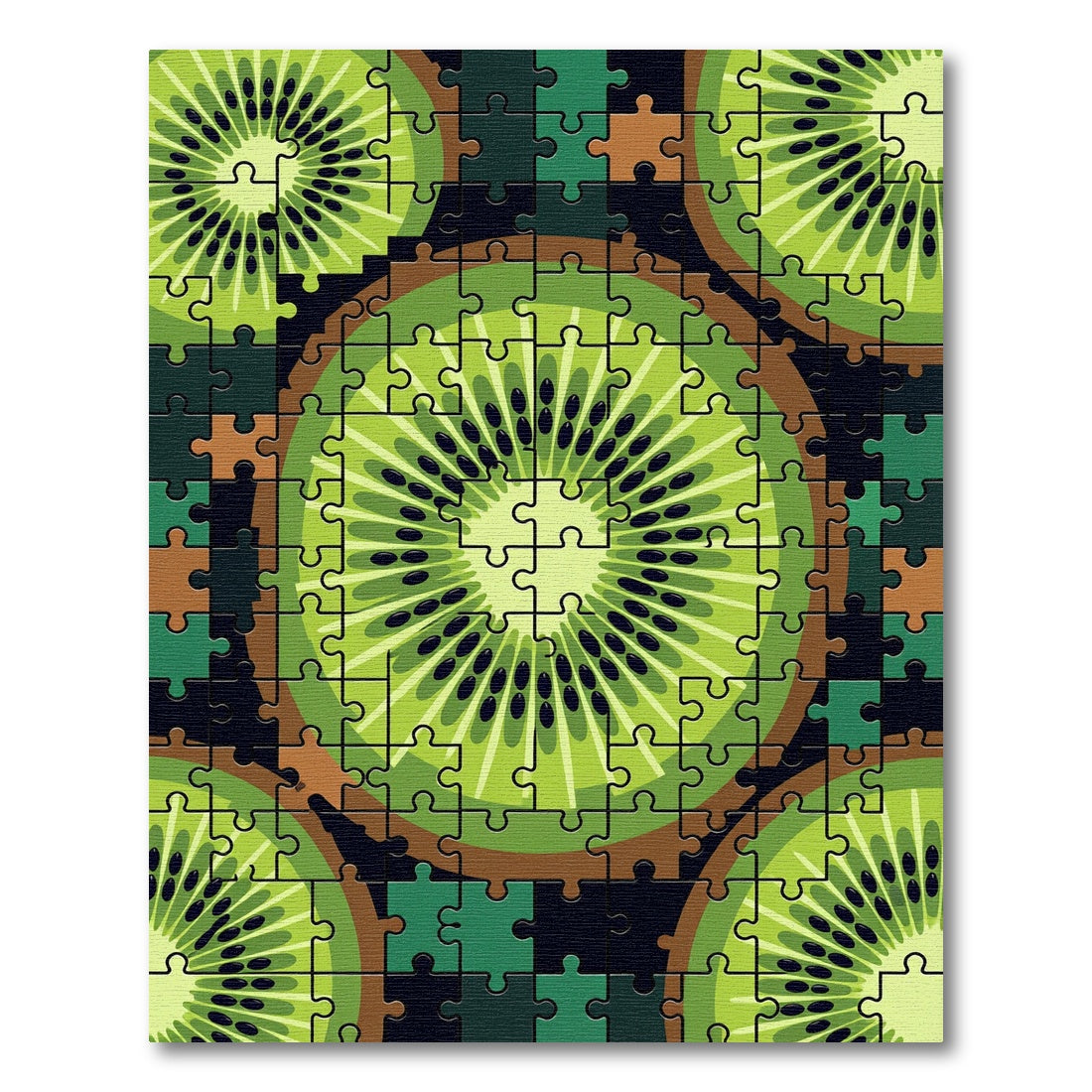 Vibrant Green Sliced Kiwi Fruit Mosaic Rug