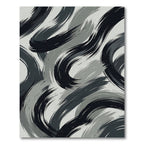 Monochrome Abstract Charcoal Swirl Art Rug
