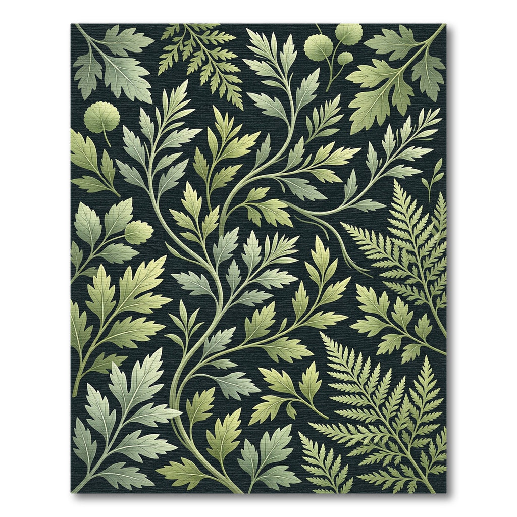 Lush Green Botanical Fern Foliage Rug