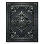 Dark Gray Ornate Floral Medallion Rug