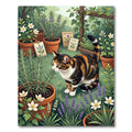 Whimsical Calico Cat Cottage Garden Rug