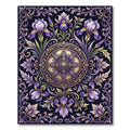 Elegant Purple Iris Floral Medallion Rug