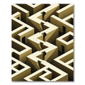 Modern Beige Geometric Isometric Maze Rug