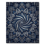 Midnight Blue Silver Floral Swirl Rug