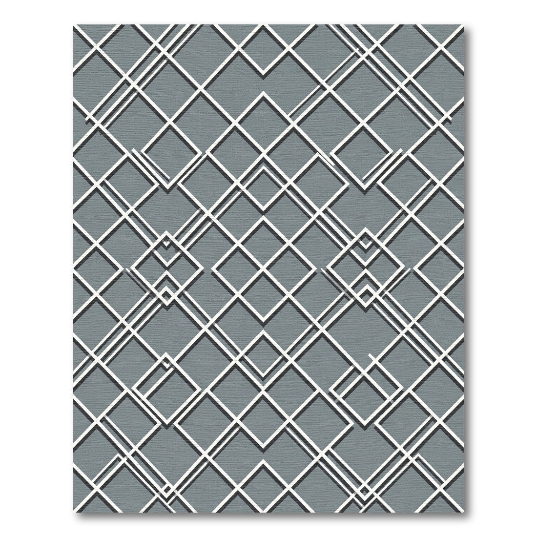 Sophisticated Charcoal Gray Interlocking Diamond Grid Rug