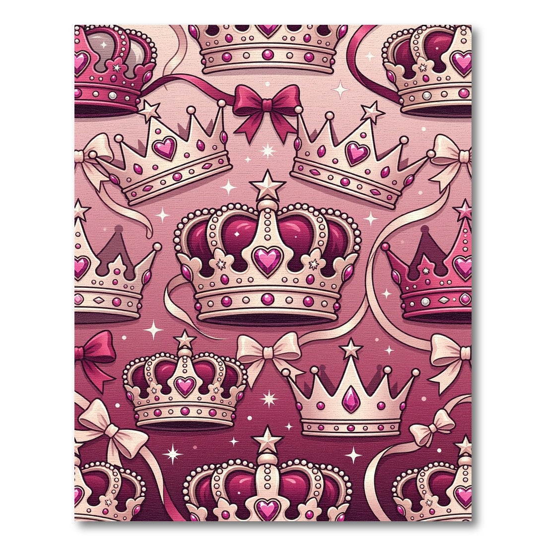 Pink Royal Crowns with Ribbon and Bows Rug