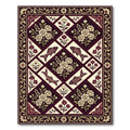 Crimson Cream Floral Fish Medallion Rug