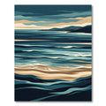 Earthy Blue Abstract Coastal Wave Rug