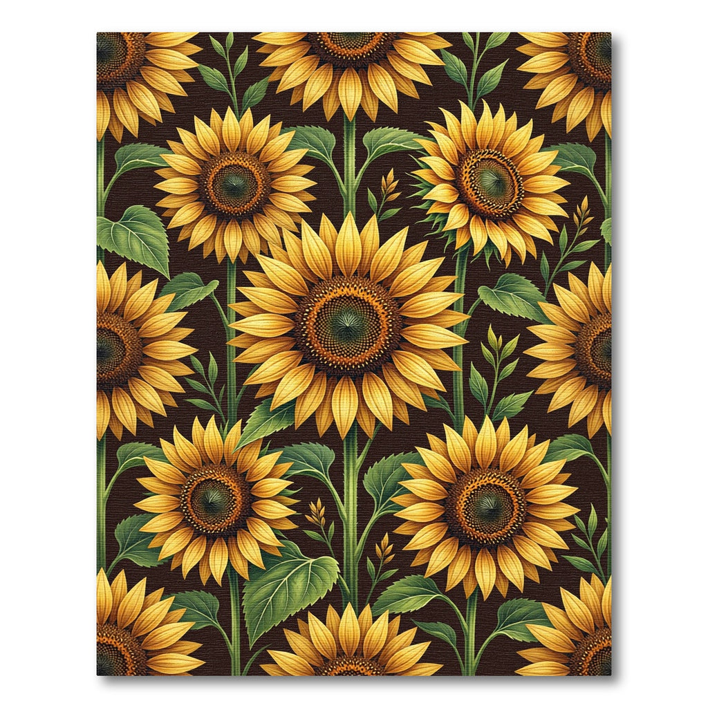 Golden Sunflower Field Botanical Art Rug