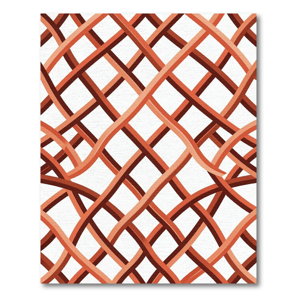 Interwoven Terracotta Wavy Lattice Texture Rug