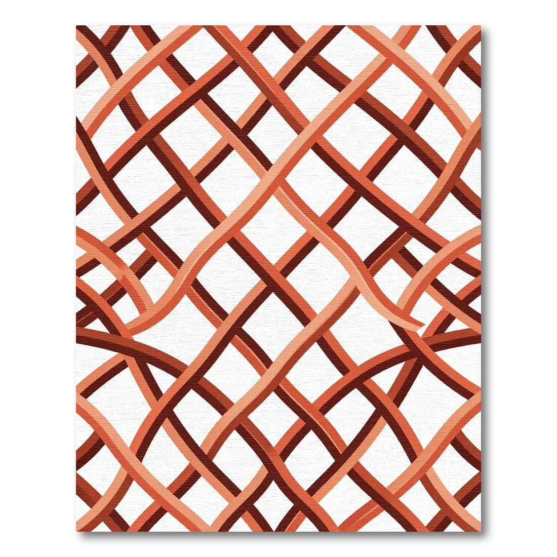 Interwoven Terracotta Wavy Lattice Texture Rug