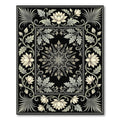 Cream Floral Scroll Border With Black Background Rug