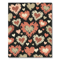 Distressed Terracotta Hearts Charcoal Background Rug