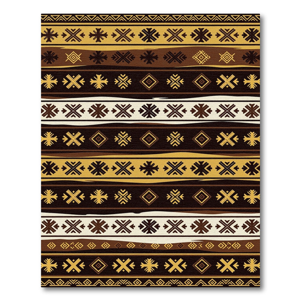 Earthy Tone Geometric Tribal Stripes Rug