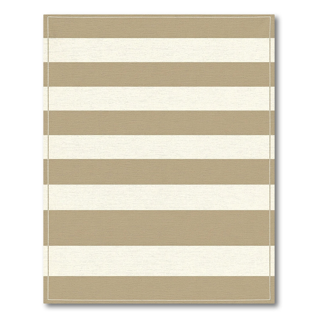 Earthy Taupe Cream Wide Stripe Rug