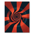 Vibrant Red and Navy Swirl Vortex Rug