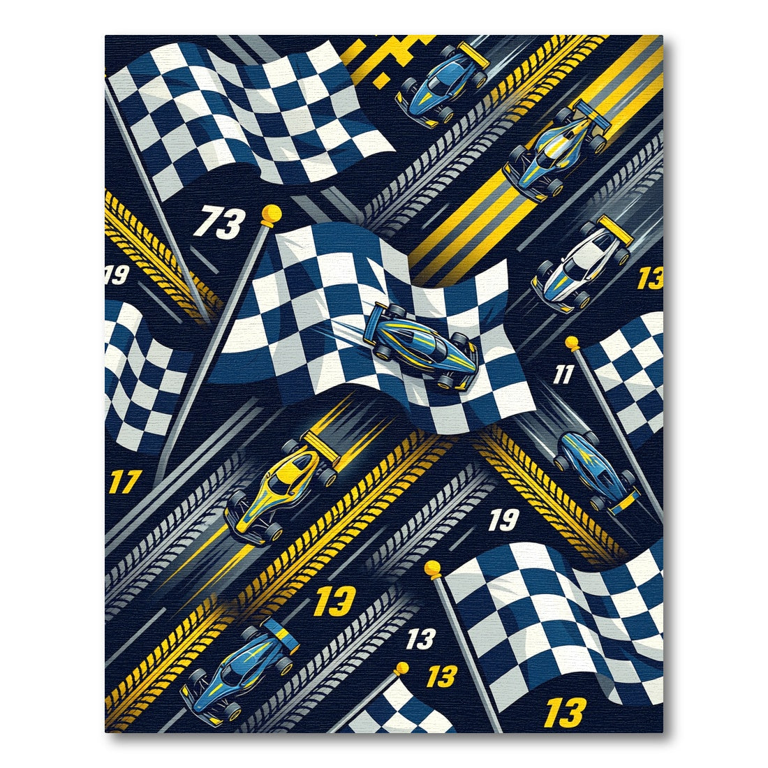 Dynamic Race Track Checkered Flag Graphic Rug