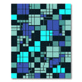Modern Teal and Navy Grid Block Rug