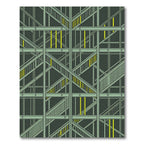 Industrial Green Geometric Staircase Array Rug