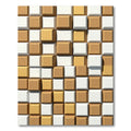 Bronze White Checkerboard Geometric Blocks Rug
