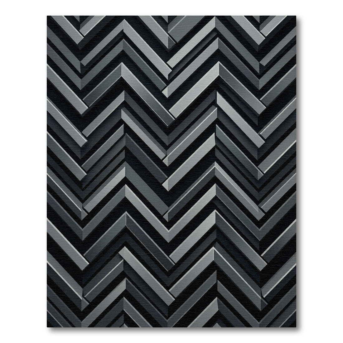Monochrome Gray Herringbone Chevron Rug